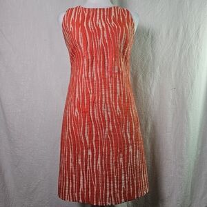 Milly Zebra Jacquard Womens Dress Sz 0 Persimmon Raceback Knee Length